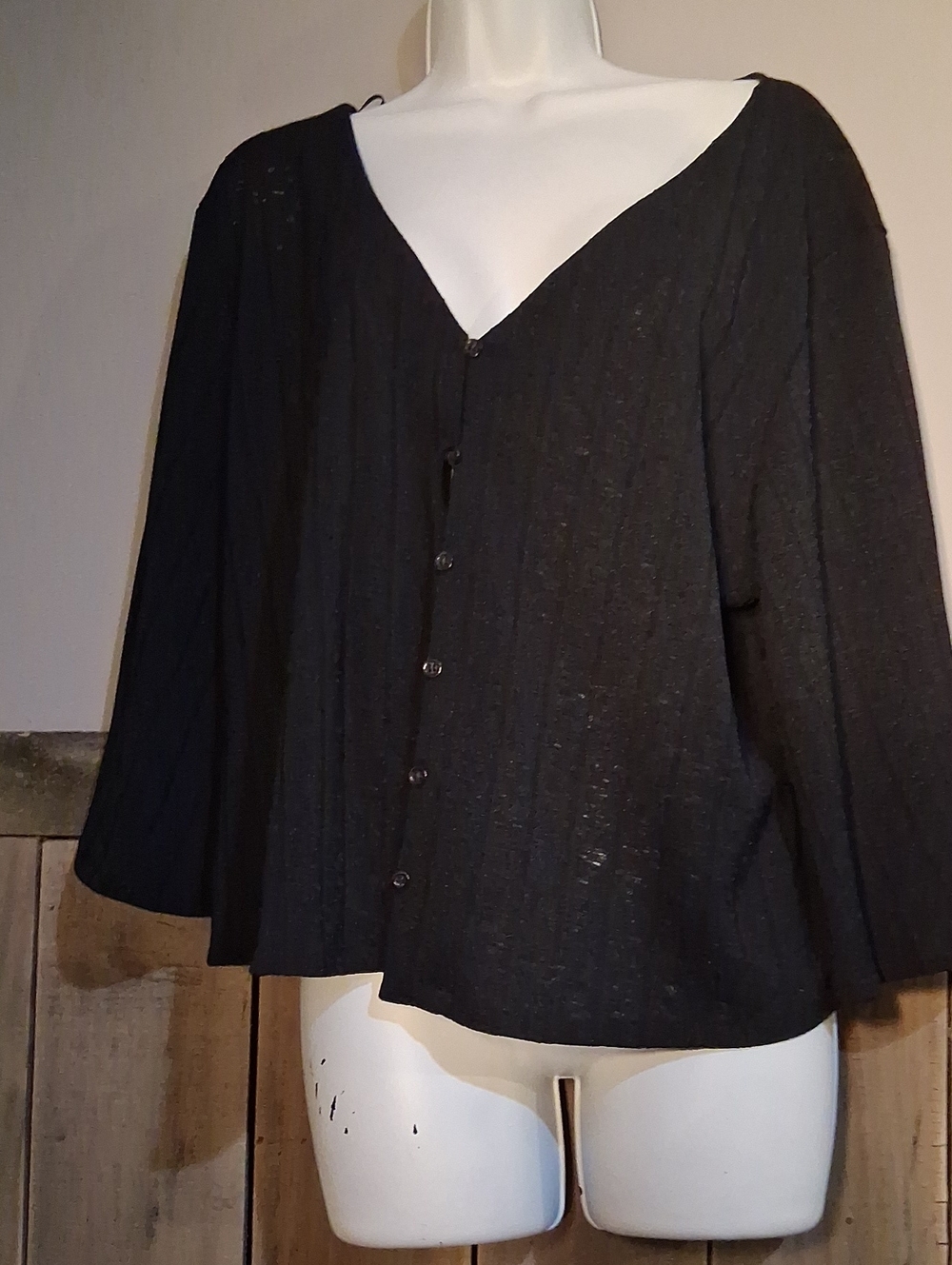 H&M Black V-Neck Button Front Lightweight Cardigan